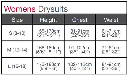 New Gul Womens Drysuit chart